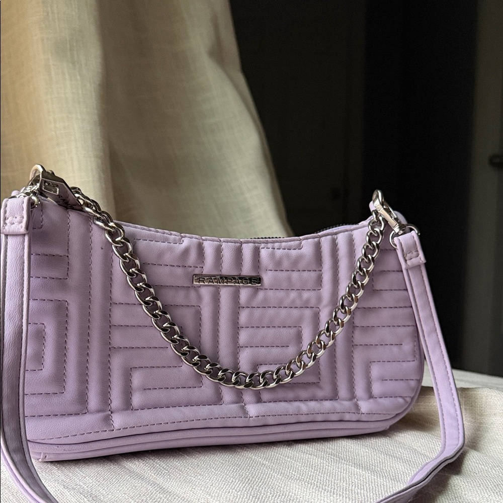 Rampage Lilac Quilted Shoulder Bag with Chain